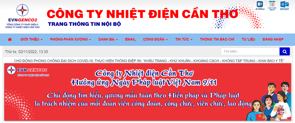 Tuyên truyền Ngày pháp luật trên Website nội bộ Công ty