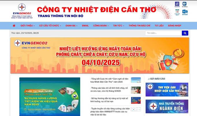 Công ty tuyên truyền banner Hưởng ứng Ngày toàn dân phòng cháy và chữa cháy trên trang thông tin nội bộ.
