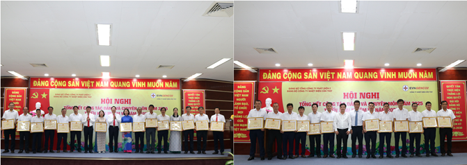 Đ/c Nguyễn Đình Hải- TV HĐQT và Đ/c Ngô Việt Hưng – PTGĐ EVNGENCO2 trao tặng Giấy khen của Tổng công ty Phát điện 2 năm 2025 cho các cá nhân