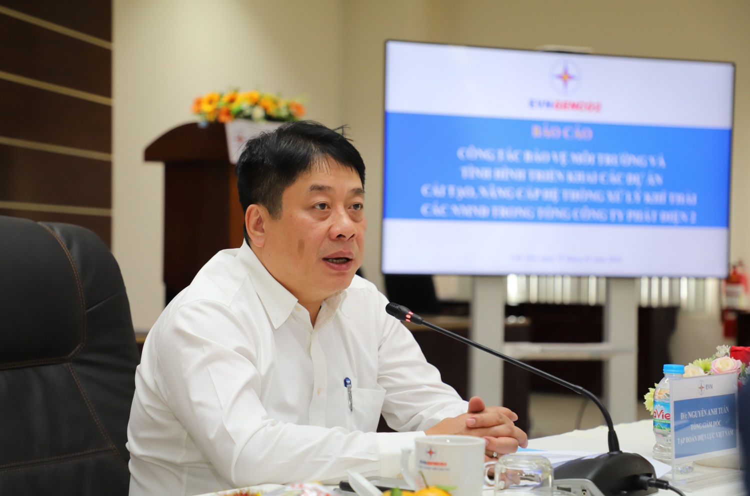 ​​​​​​​ Ông Nguyễn Anh Tuấn - Tổng Giám đốc EVN phát biểu tại buổi làm việc