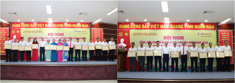 Đ/c Huỳnh Thanh Phong – Bí thư Đảng ủy- GĐ Công ty và Đ/c Nguyễn Hữu Lộc -PGĐ Công ty NĐCT trao giấy khen cho các các nhân