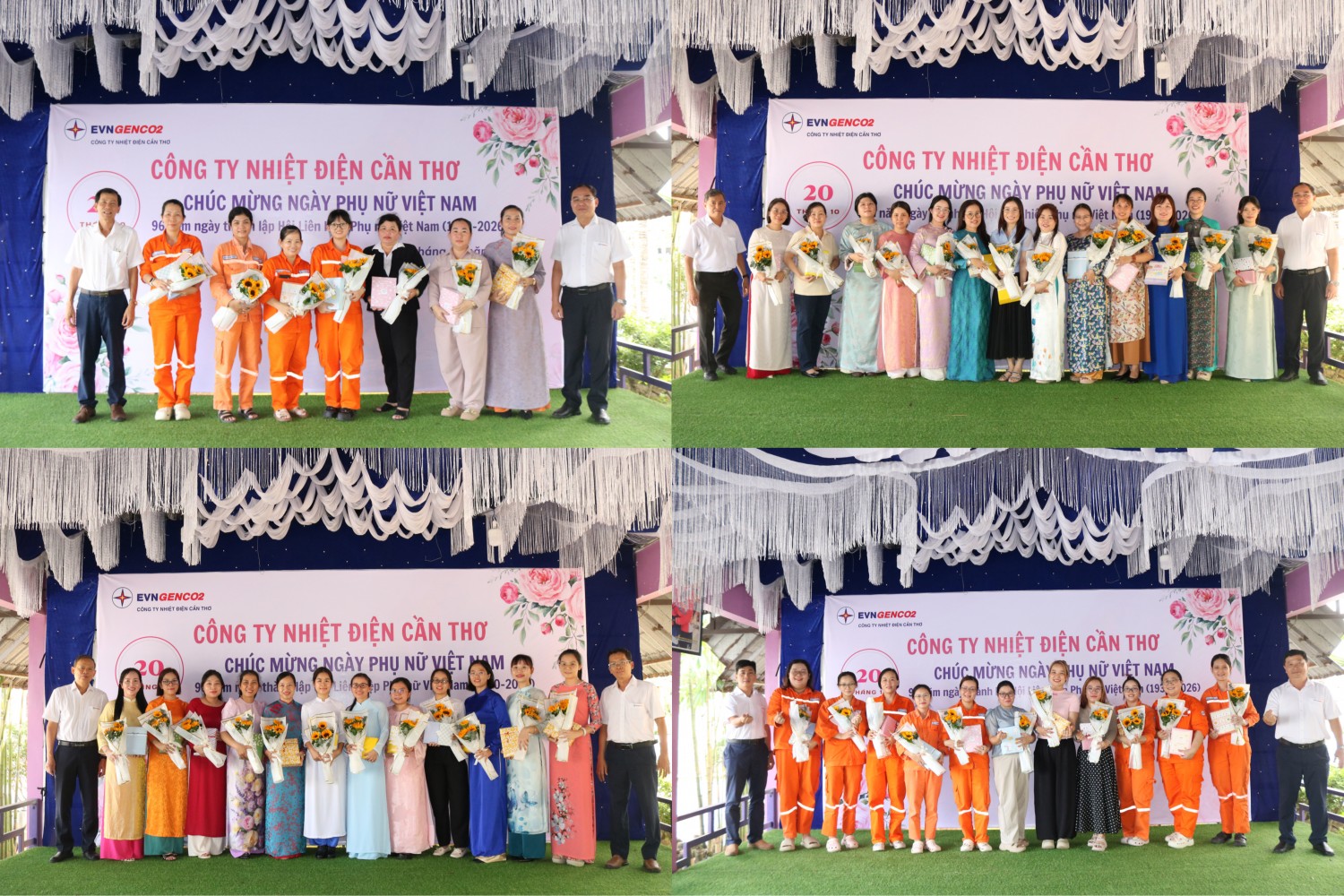 Ban lãnh đạo Công ty tặng hoa cho các tổ nữ công